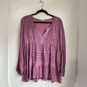 Entro Mauvey Purple Lace Detail Tunic